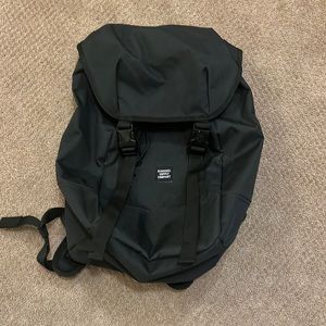 Herschel, backpack, black and red and white interior design